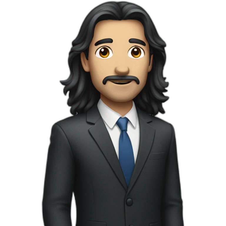 a man with long dark hair in a suit emoji