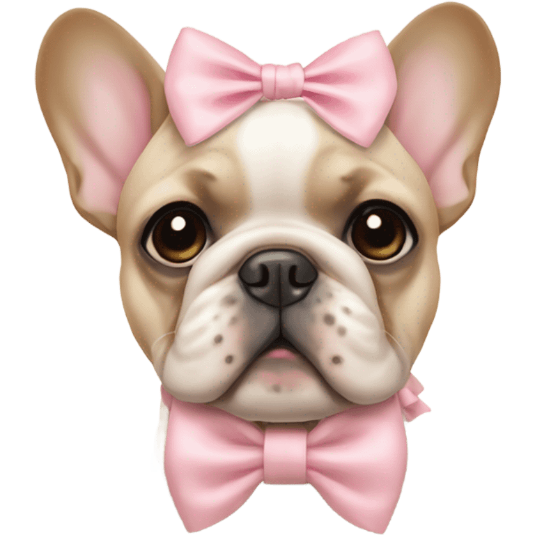 Beige French Bulldog with light pink bow emoji