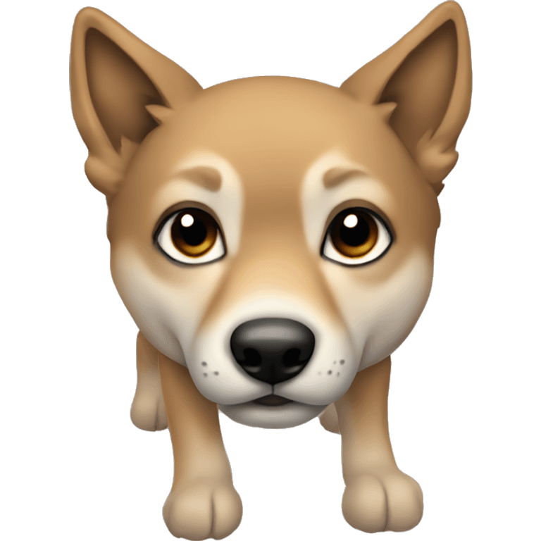 4 short legs a light brown puppy-like wolf with black ears emoji