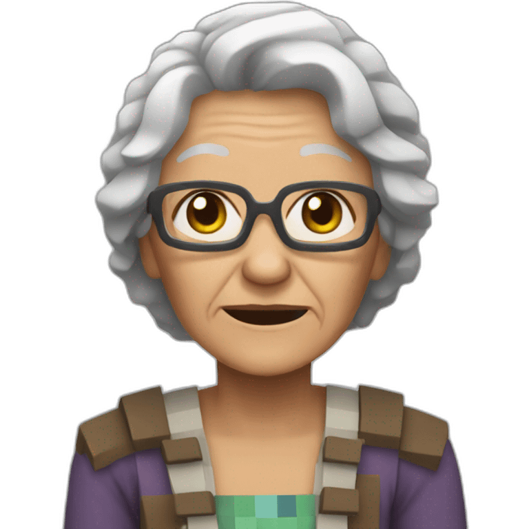 Old lady who plays Minecraft emoji