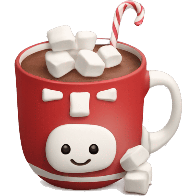 red mug of hot chocolate with marshmallows emoji