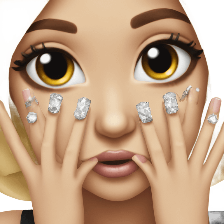 cute girl showing her diamond nails  emoji