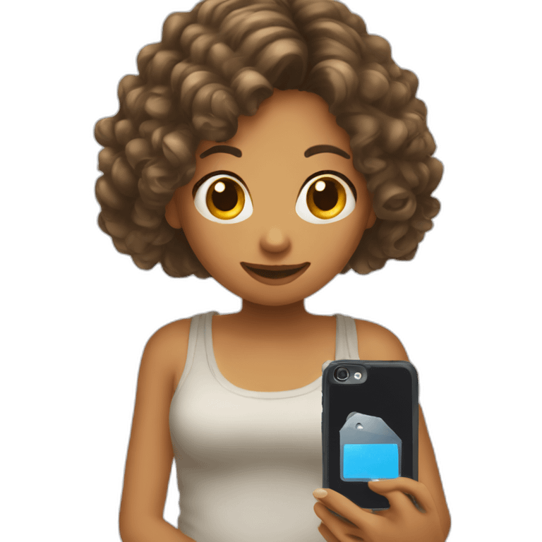 strigth hair withe girl playing with a cellphone emoji