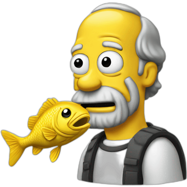 Homer with a fish emoji