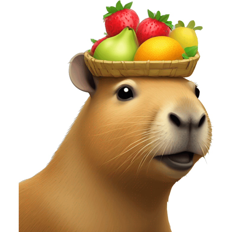 Capybara with fruit basket on head emoji