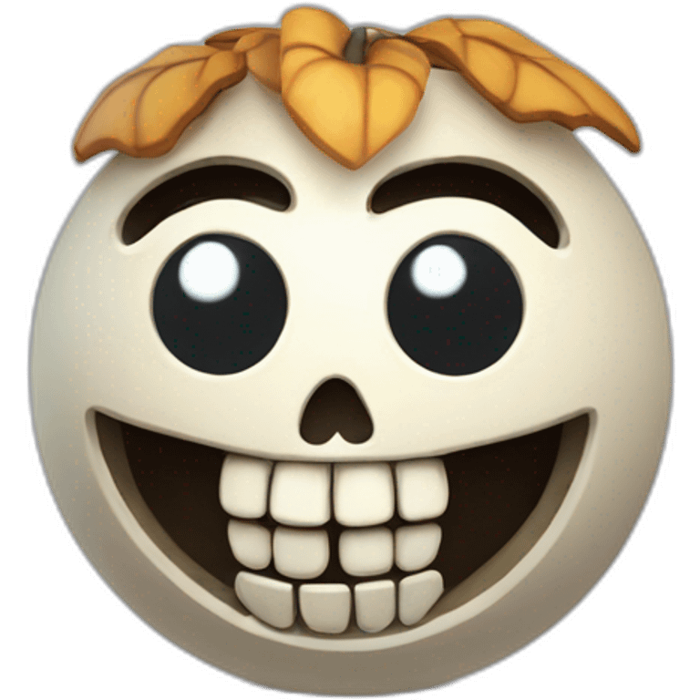 3d sphere with a cartoon Wither Skeleton skin texture with big calm eyes emoji