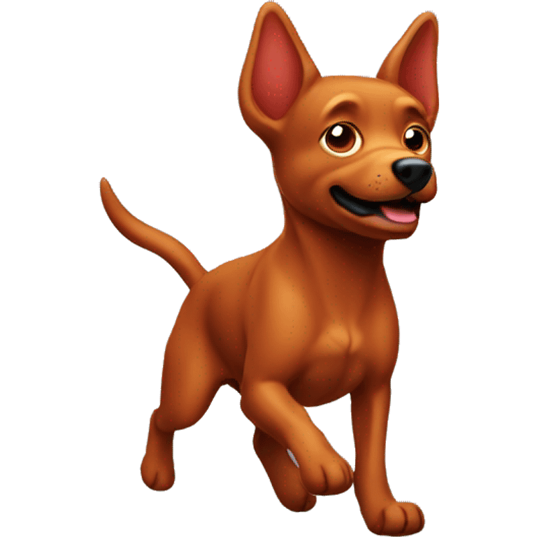 solid red dog with pointed ears running emoji