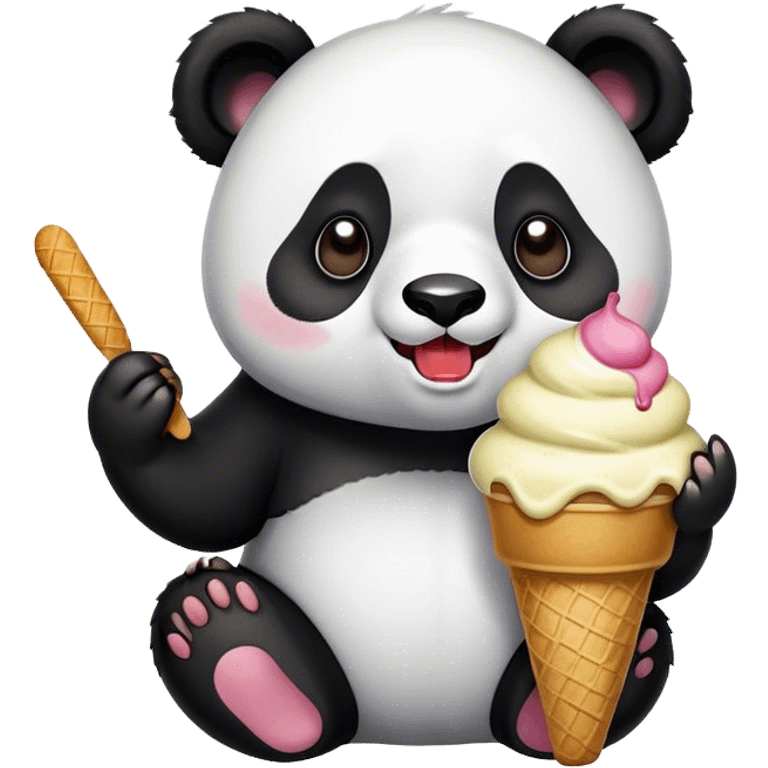 Panda eating ice cream emoji