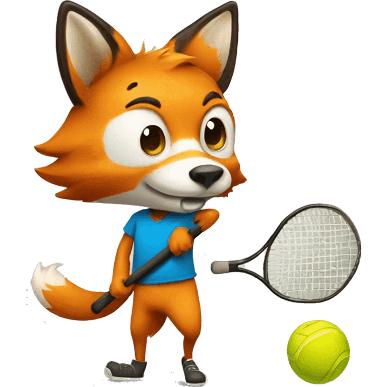 Fox playing pickle ball emoji