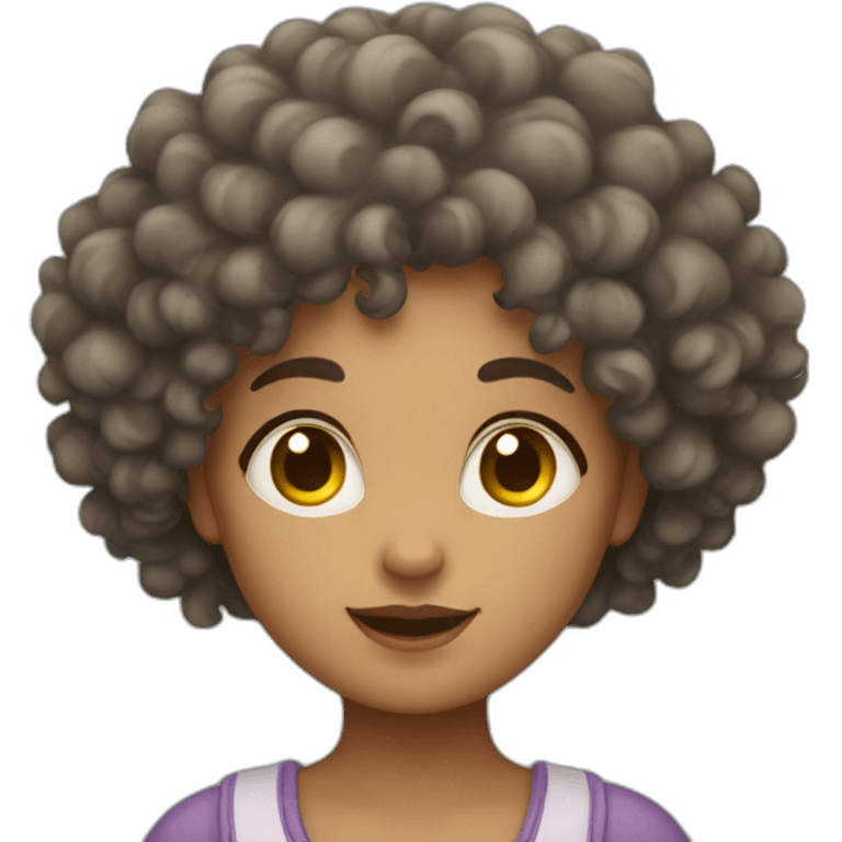 A girl with curly hair who likes the moon emoji