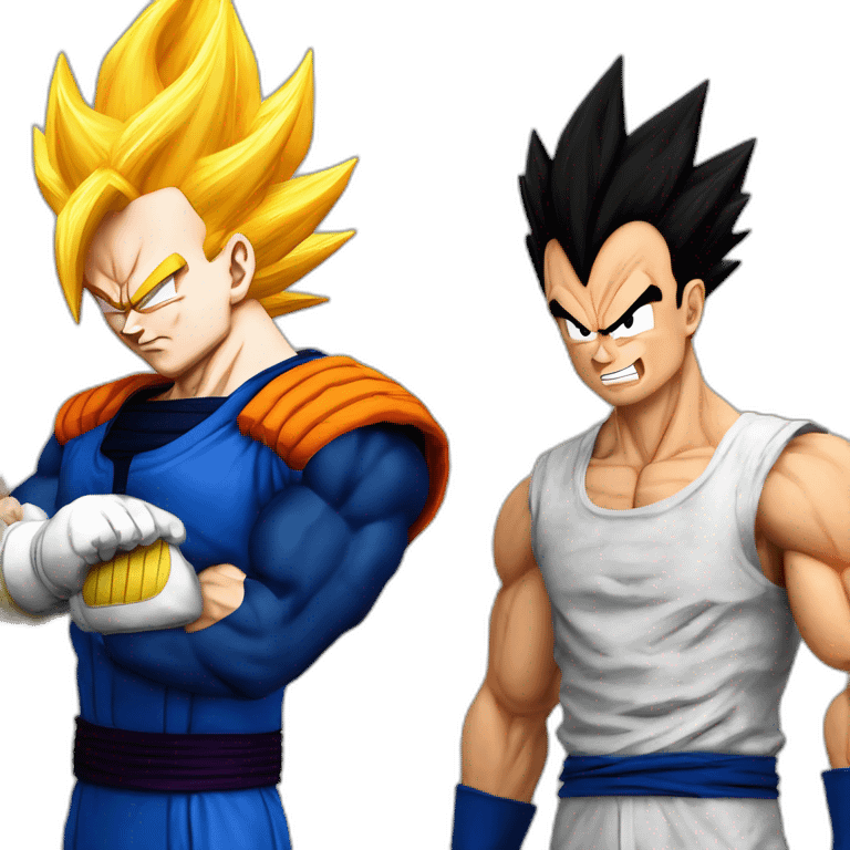 Geoff Keighley as vegeta and Angry Joe as Goku fighting each other emoji