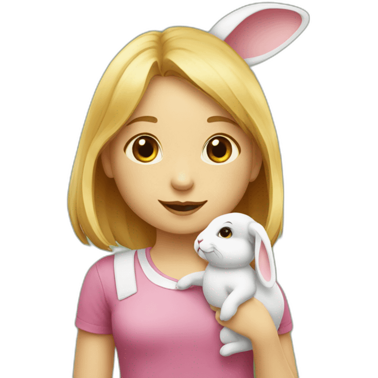 lapin avec une petite fille emoji