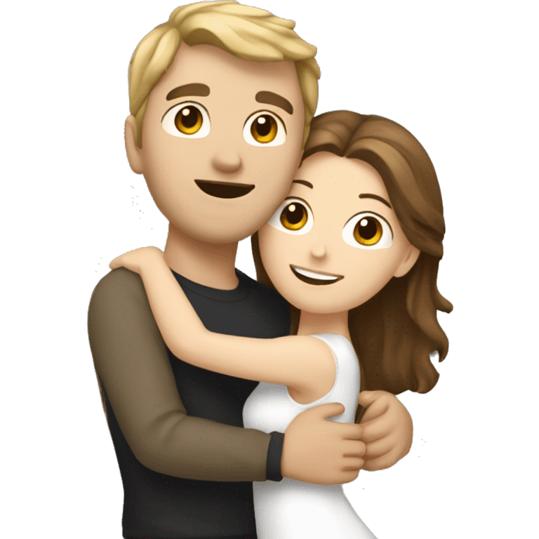 White girl with brown hair hugging white guy with dark blonde hair emoji