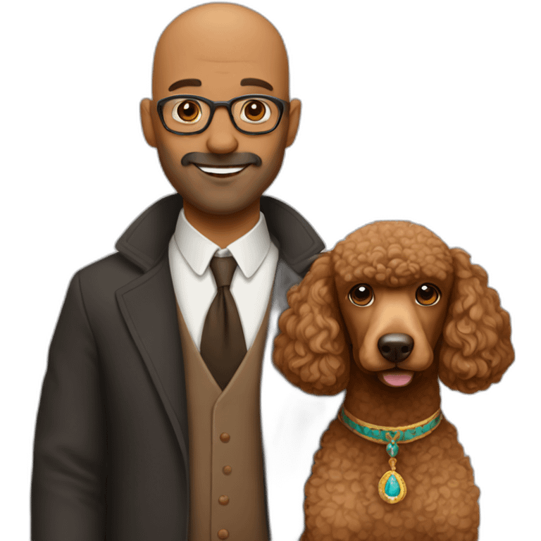 A brown poodle and a bald Indian man emoji