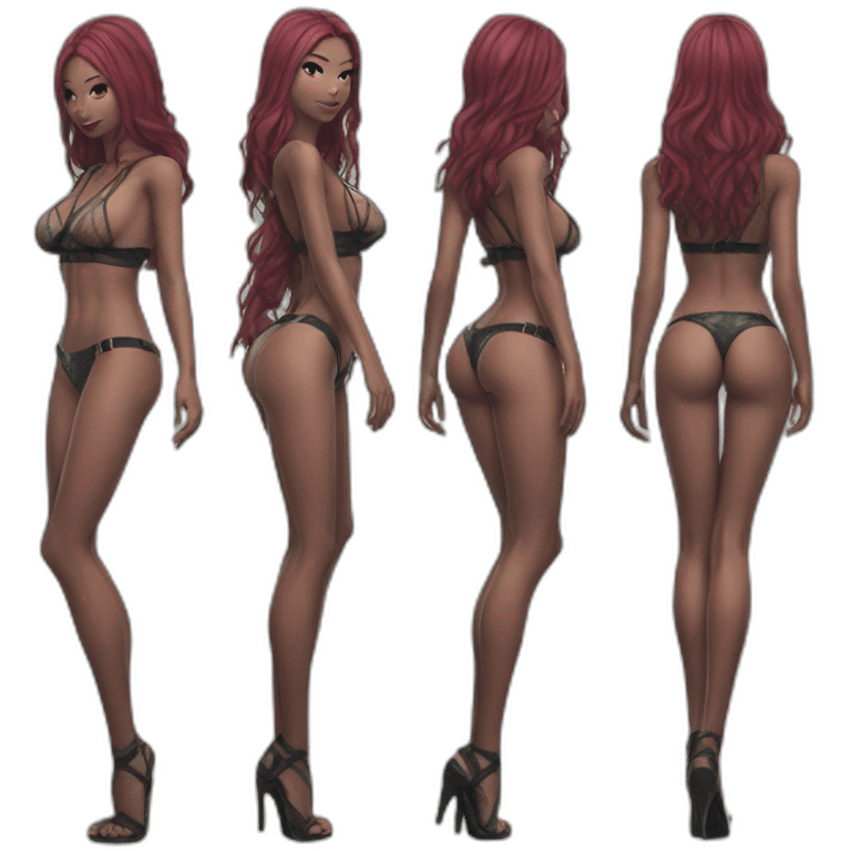 Katarina posing legs and ass in fishnet bikini sfw emoji