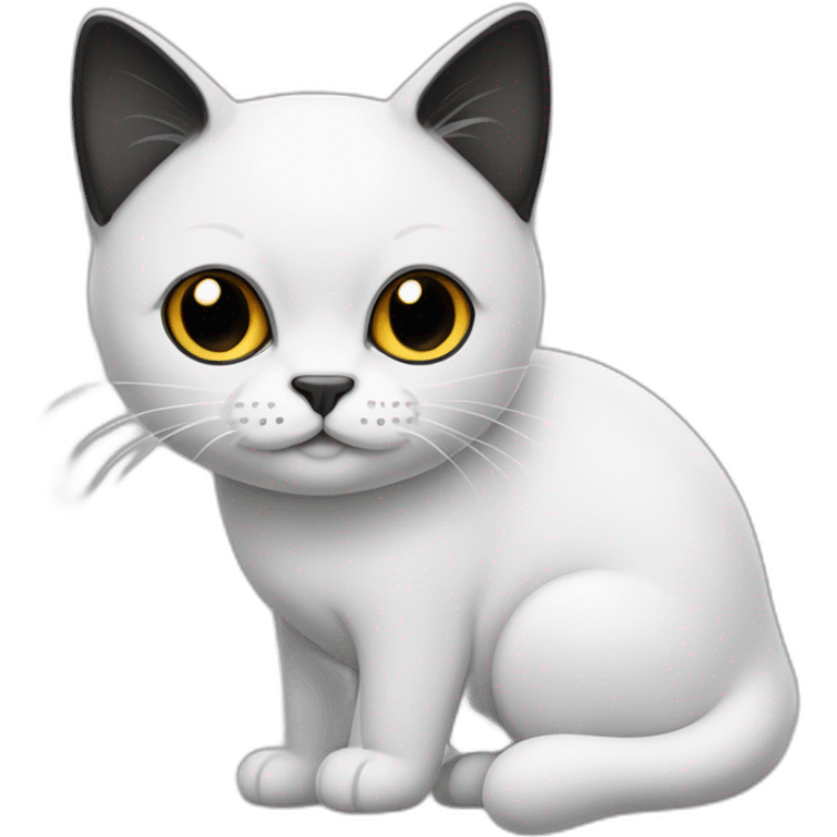 gato blanco con cara negra emoji