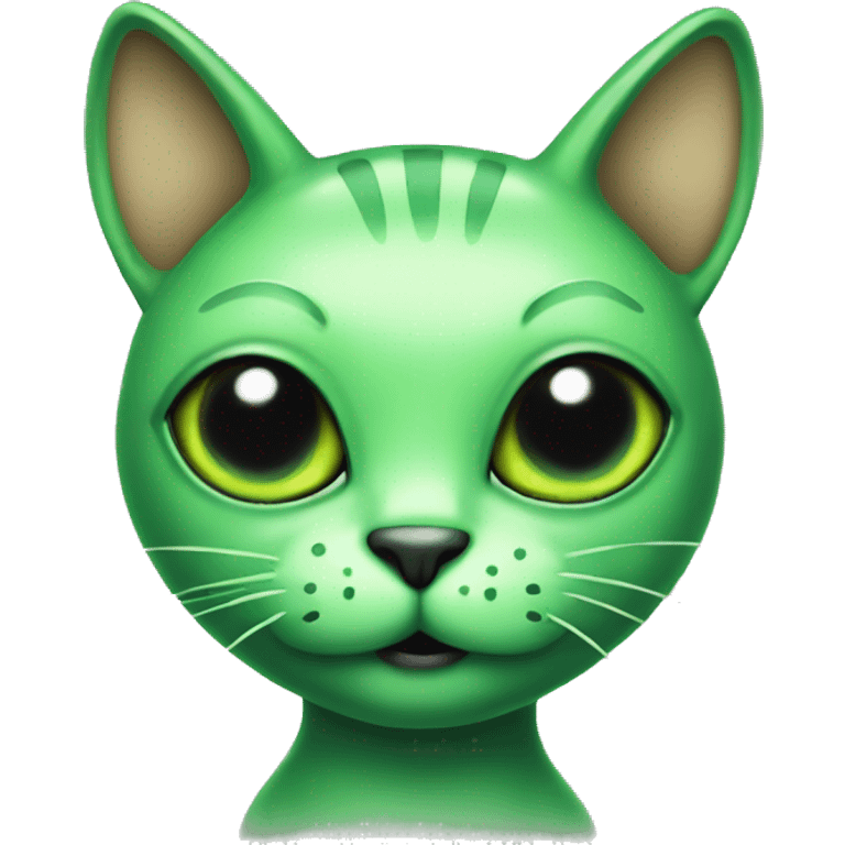 Green alien cat with antennas emoji