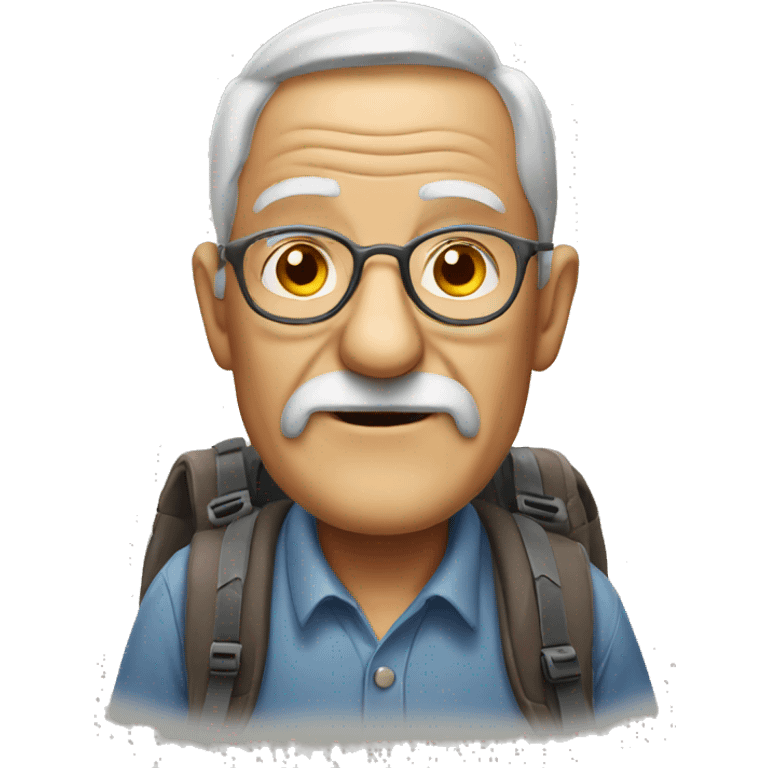 old man with backpack portrait emoji