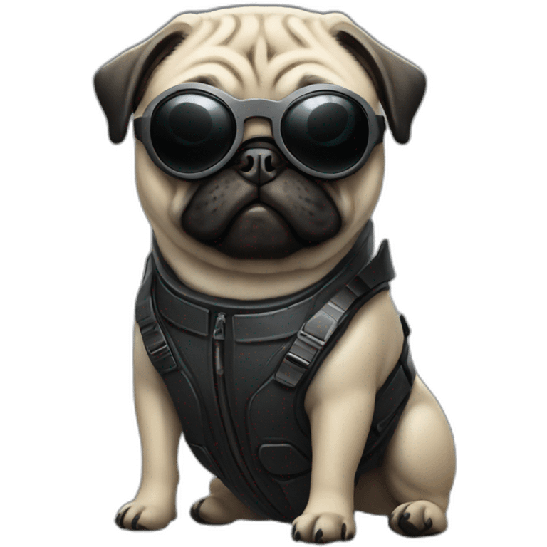 pug with black sunglasses and wearing a cyberpunk suit emoji