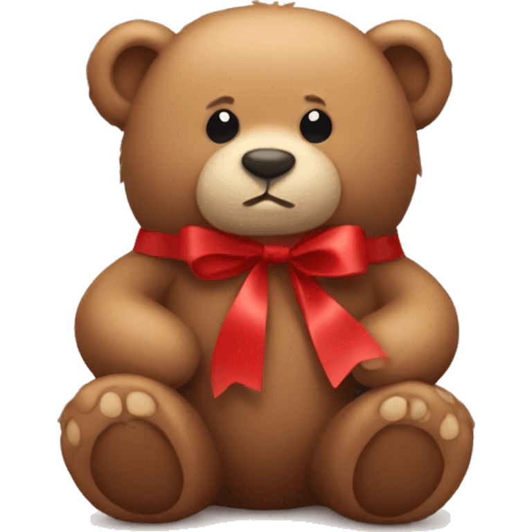 Cuddle bear with red ribbon emoji