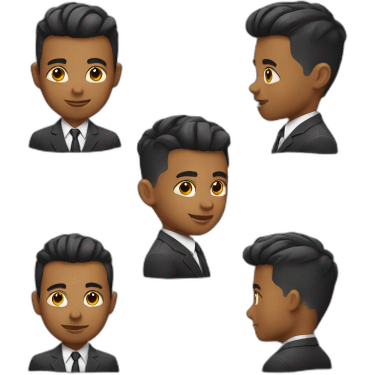 Boy with taper fade haircut wearing suit without tie emoji