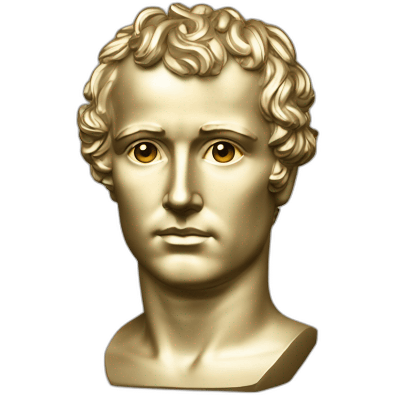 Laurel wreath short hair serious napoleon bonaparte golden statue emoji