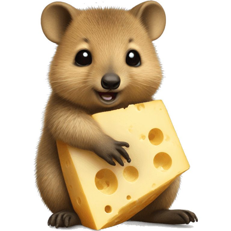 Baby quokka eating a block of cheese  emoji