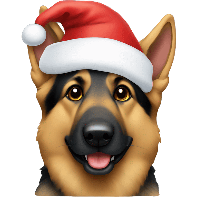 German shepherd with a Santa hat emoji