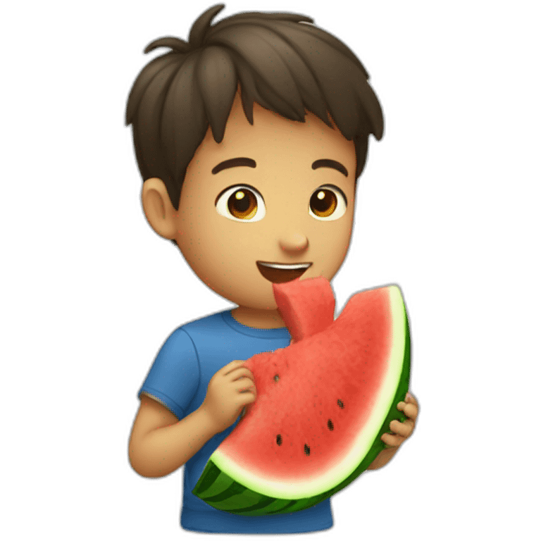 a little boy eating Watermelon emoji