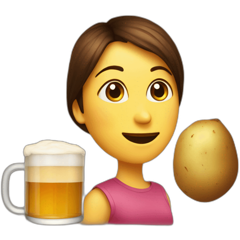 potato drink beer with woman emoji