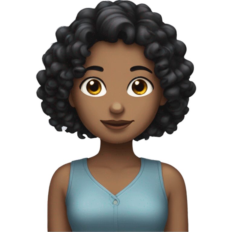 Girl with black curly hair  emoji