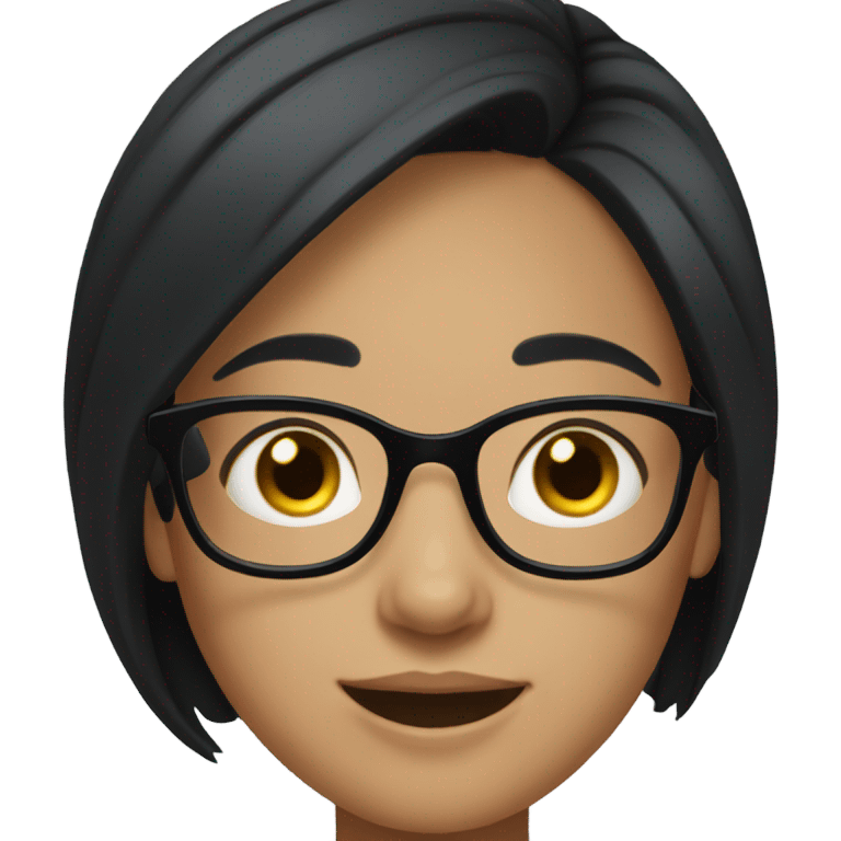 Girl with black hair and glasses with braces emoji