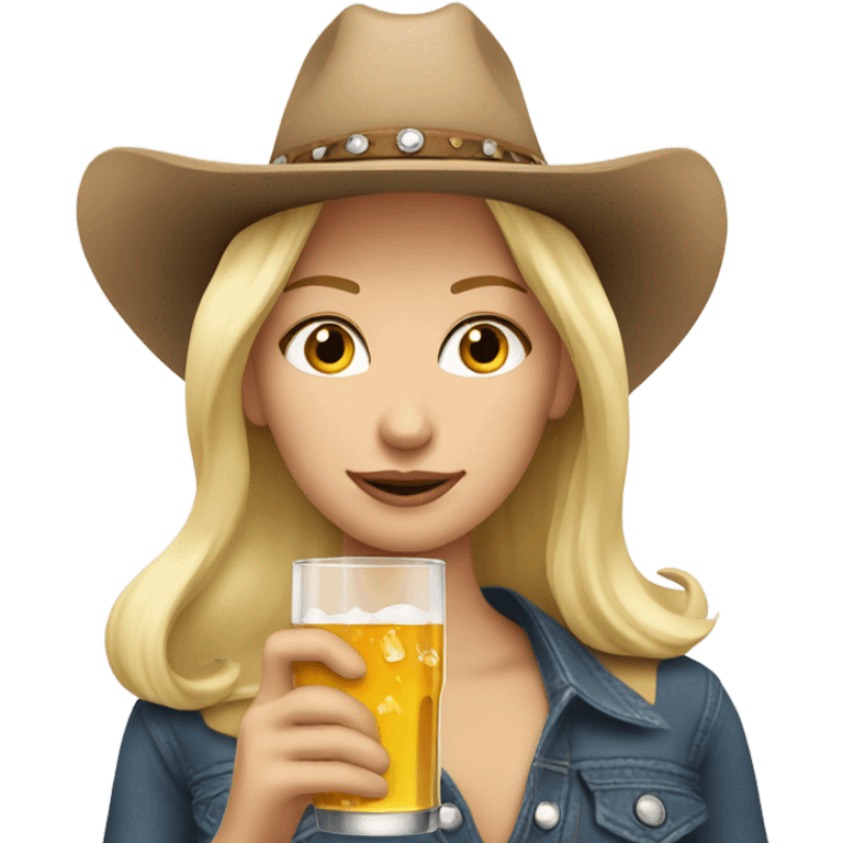 blonde cowgirl enjoying a drink emoji