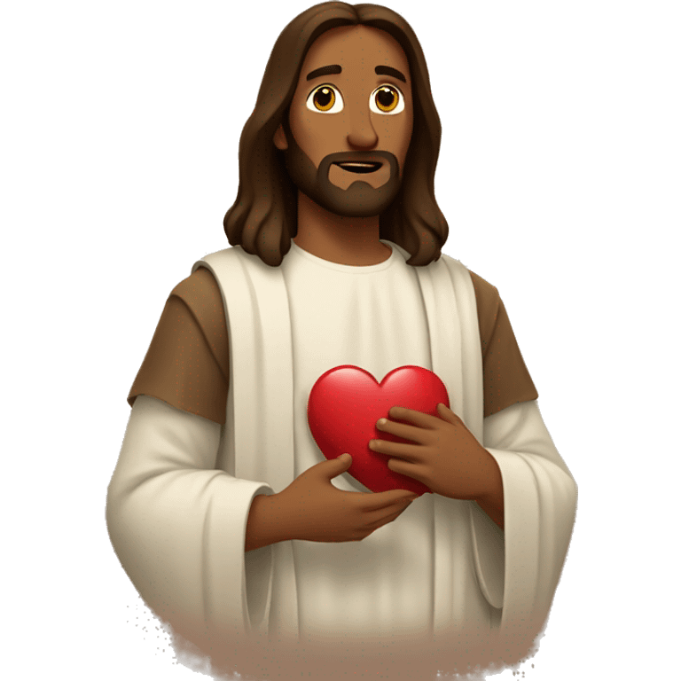 Brown Jesus holding a broken heart emoji