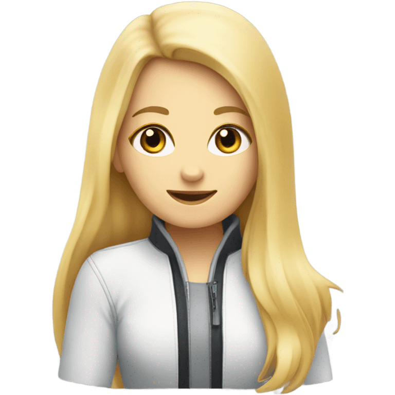 Generate an EMOJI of me (blond white girl) sitting on a rocket to display my growing career path emoji