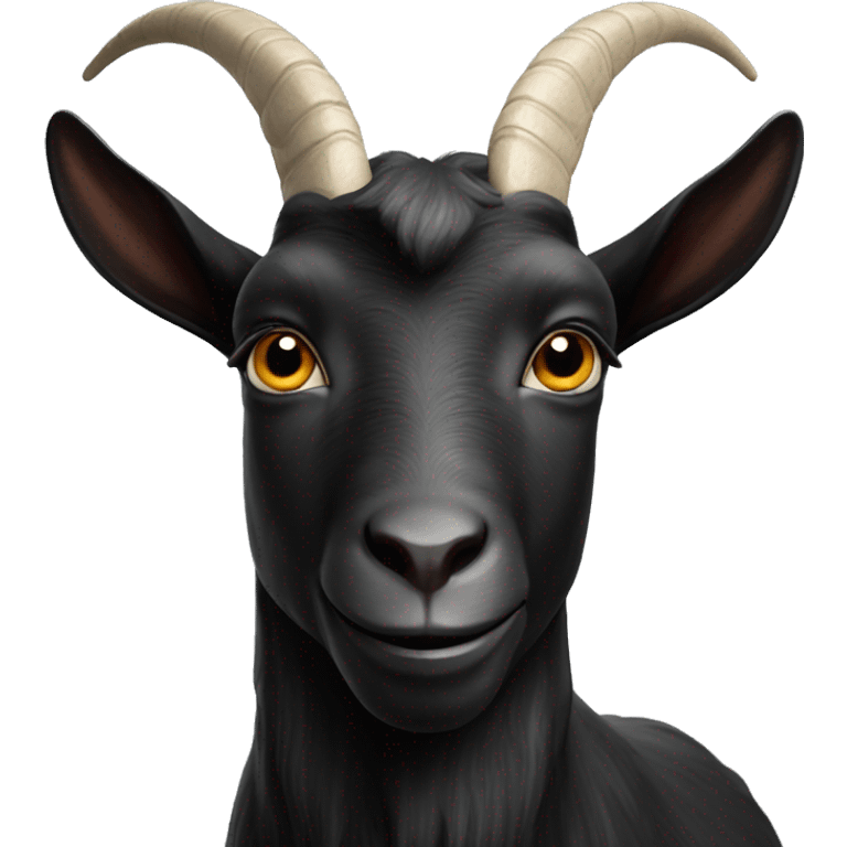 black goat with white spot on head and no horns  emoji