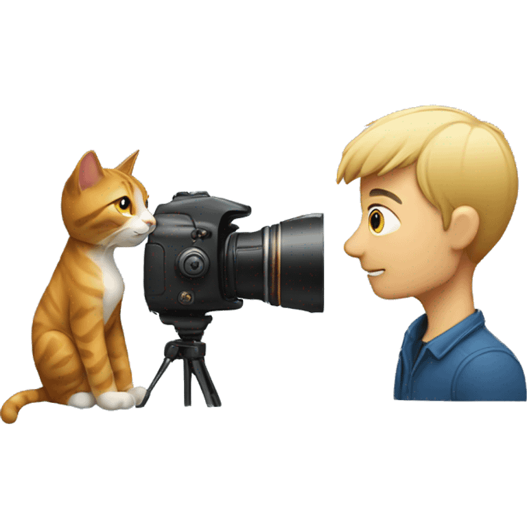 Man photographing cat in profile emoji