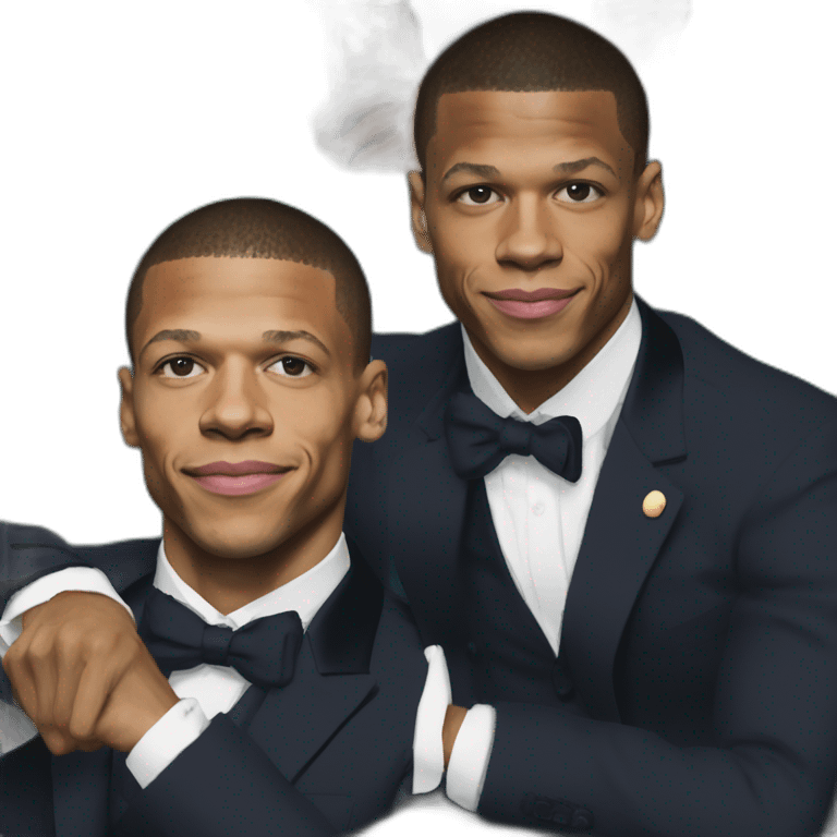 Mbappé and Macron in style of sorolla emoji