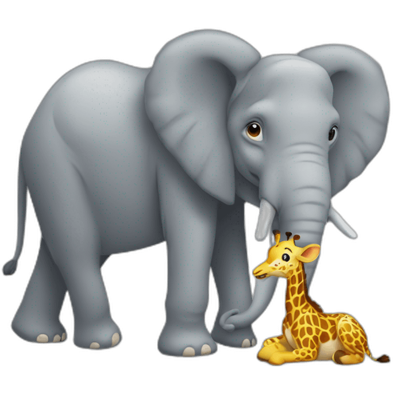 Éléphant avec girafe emoji