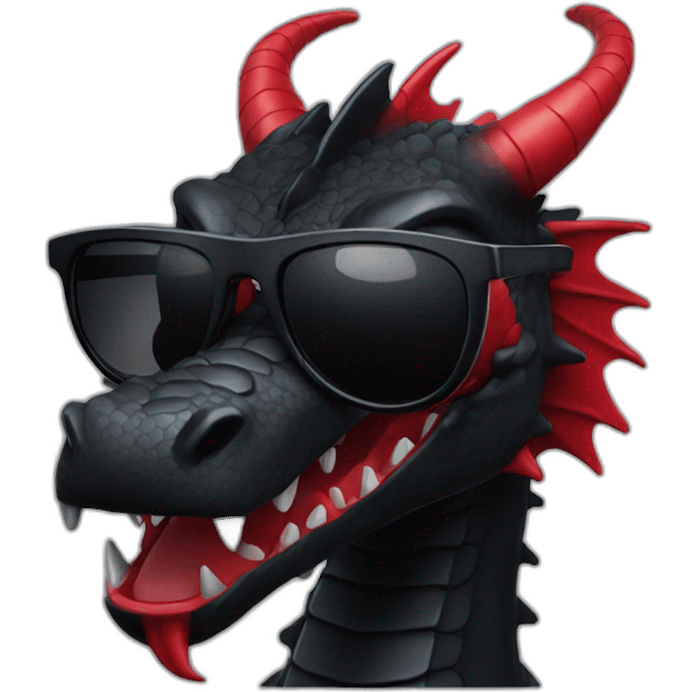 Black red dragon with sunglasses emoji