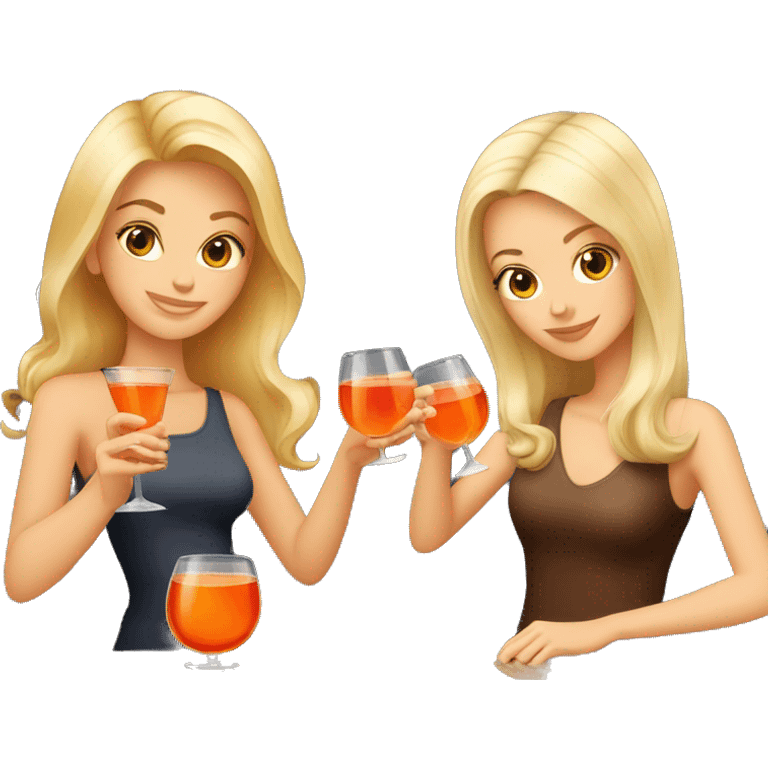  one blonde and one brown haired girl drinking aperol emoji