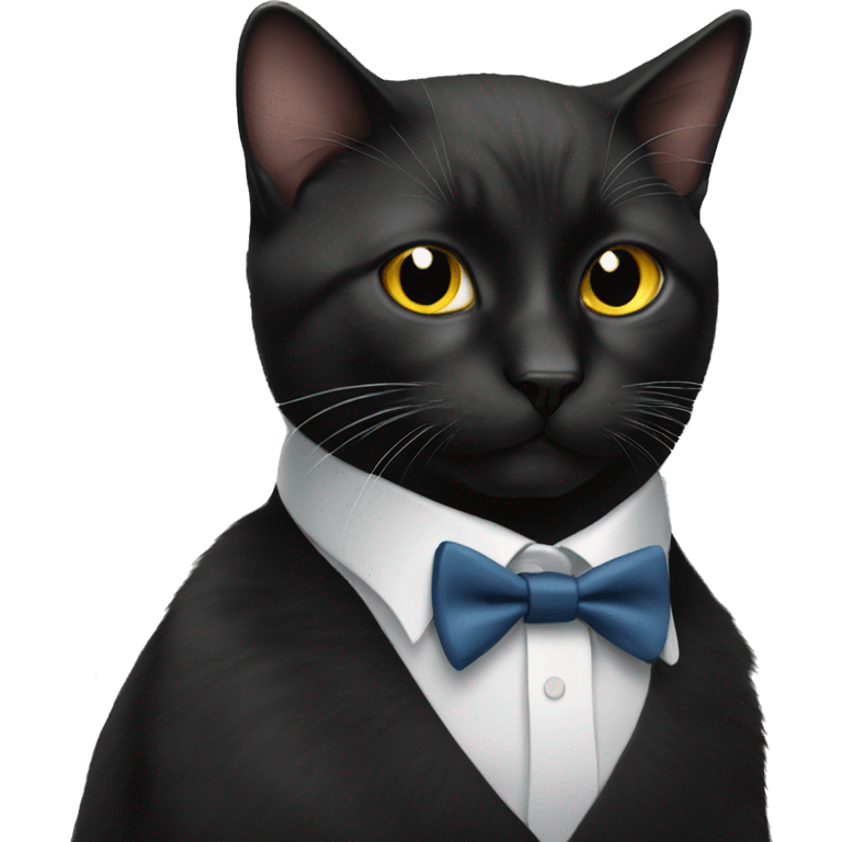 black cat with tie emoji