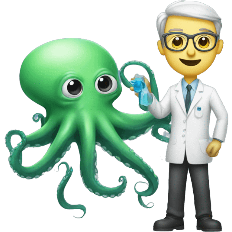 Alien Octopus with scientist  emoji