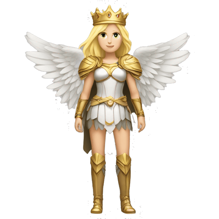 Blond Valkyrie full body with crown with wings emoji