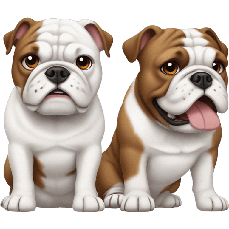 two bulldogs (one white with brown and one brown and white)  emoji