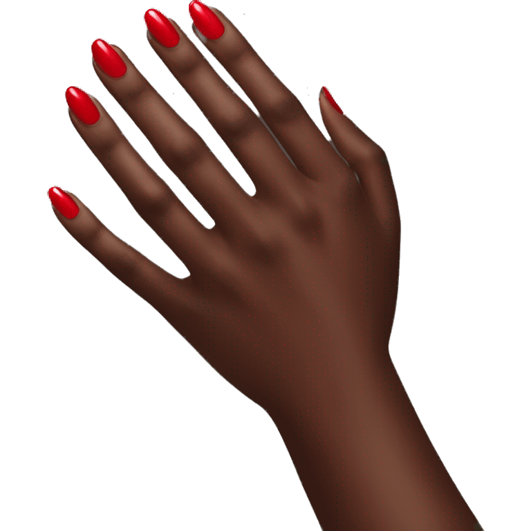 red nail polish on dark skin hand emoji