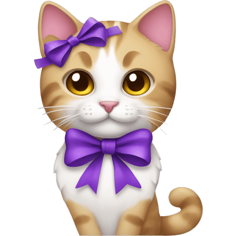 Cat with a purple bow emoji