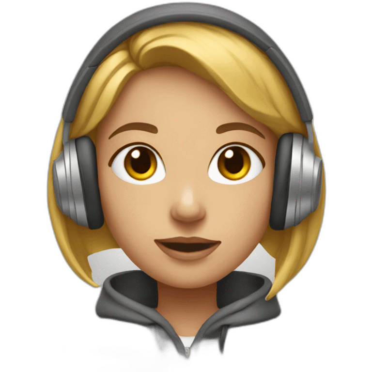 A girl in hoddies and head phone emoji