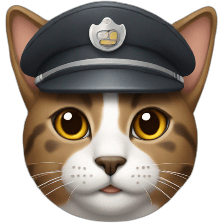 cat with brown-ish and gray fur wearing a pilot hat emoji