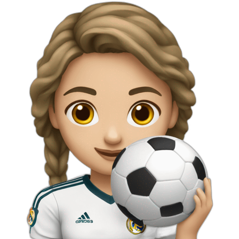 Girl play football in real Madrid  emoji